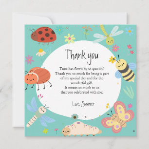 Colourful Cute Bugs Kids Birthday Thank You Card