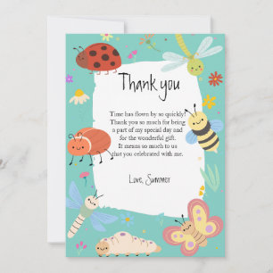 Colourful Cute Bugs Kids Birthday Thank You Card