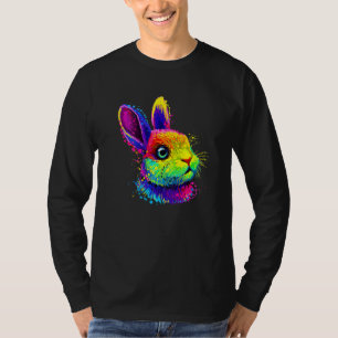 Colourful Cute Bunny Face Pop Style T-Shirt