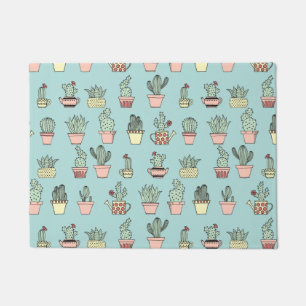 Colourful Cute Cactus In Hand Drawn Style Pattern Doormat