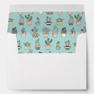 Colourful Cute Cactus In Hand Drawn Style Pattern Envelope