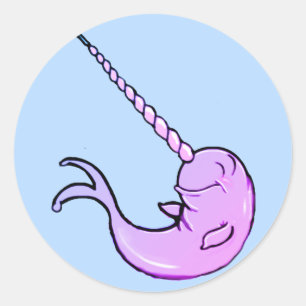 Colourful Cute Cartoon Kawaii Narwhal  Classic Round Sticker