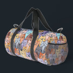 Colourful Cute Cat Crowd Pattern Whimsical Cat Fac Duffle Bag<br><div class="desc">A delightful and colourful pattern filled with dozens of whimsical cat faces,  each with its own unique expression and personality. This kawaii-style illustration features a playful crowd of cartoon cats in soft pastel and warm tones,  perfect for cat lovers and fans of quirky,  fun art.</div>