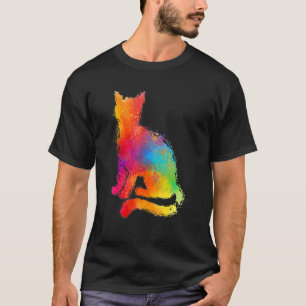 Colourful Cute Cat Painting kitten Kitty Adoption T-Shirt