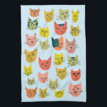 Colourful Cute Cats Kittens Blue Tea Towel<br><div class="desc">Decorate your kitchen with this cute towel. Makes a great housewarming or anniversary gift! 
You can customise it and add text too.
Check my shop for lots more colours and patterns plus matching kitchen stuff!</div>