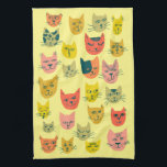 Colourful Cute Cats Kittens Blue Tea Towel<br><div class="desc">Decorate your kitchen with this cute towel. Makes a great housewarming or anniversary gift! 
You can customise it and add text too.
Check my shop for lots more colours and patterns plus matching kitchen stuff!</div>