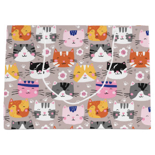 Colourful Cute Cats Large Gift Bag