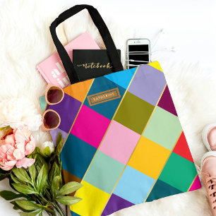 Colourful Cute Chic Trendy Stylish with gold linin Tote Bag