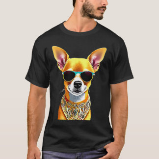Colourful Cute Chihuahua With Sunglasses For Chihu T-Shirt