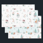 Colourful cute Christmas animals pattern Wrapping Paper Sheet<br><div class="desc">This colourful cartoon-style Christmas animal pattern.
Christmas snowman,  trees,  Christmas birds foxes,  head-hogs,  and other Christmas animals.</div>