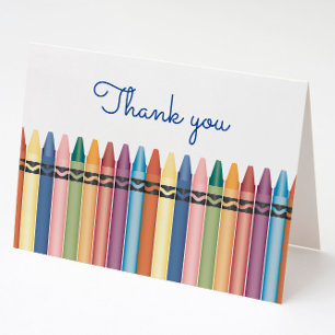 Colourful Cute Crayons Thank You Card