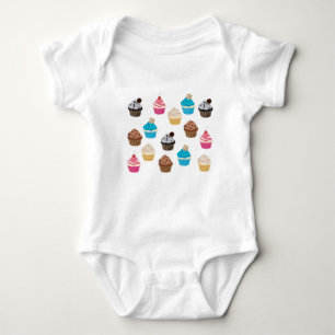 Colourful Cute Cupcakes Pattern  Baby Bodysuit