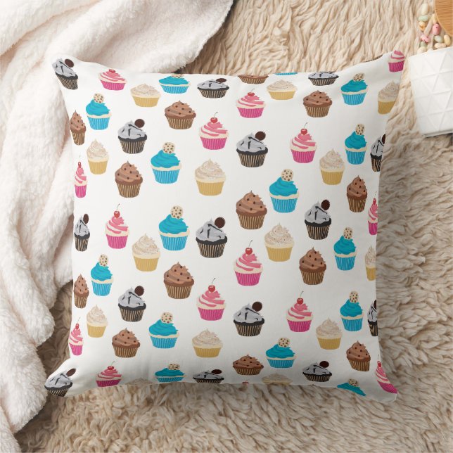 Colourful Cute Cupcakes Pattern  Cushion (Blanket)