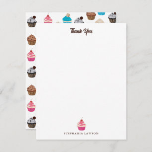 Colourful Cute Cupcakes Pattern Thank You Card