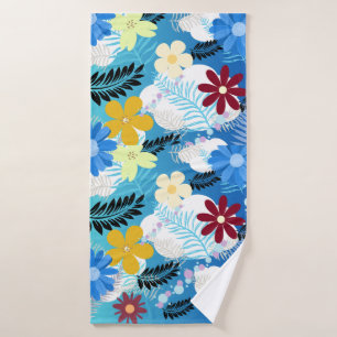 Colourful Cute Daisies Ferns Bubbles Clouds Patter Bath Towel Set
