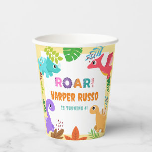 Colourful Cute Dino Birthday Party  Paper Cups