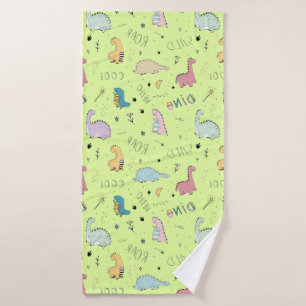 Colourful, cute dinosaur cartoon pattern bath towel