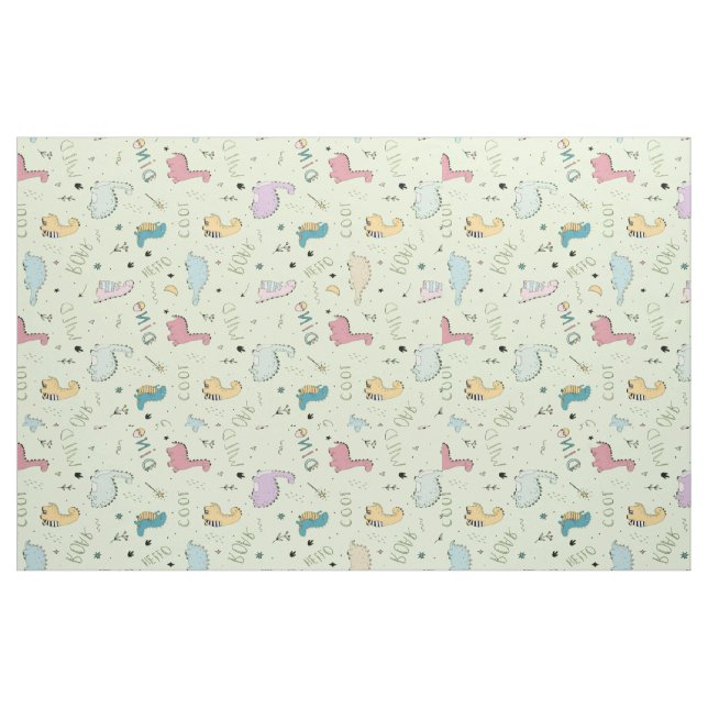 Colourful cute dinosaur cartoon pattern fabric (Fat Quarter)