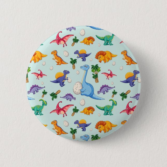Colourful Cute Dinosaur Pattern 6 Cm Round Badge (Front)