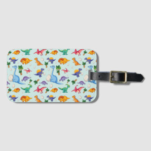 Colourful Cute Dinosaur Pattern Luggage Tag