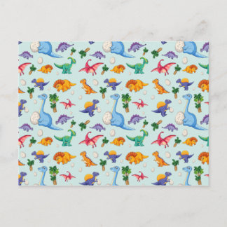 Colourful Cute Dinosaur Pattern Postcard