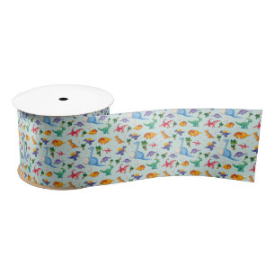 Colourful Cute Dinosaur Pattern Satin Ribbon