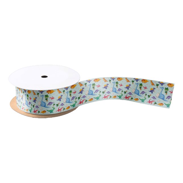 Colourful Cute Dinosaur Pattern Satin Ribbon (Spool)