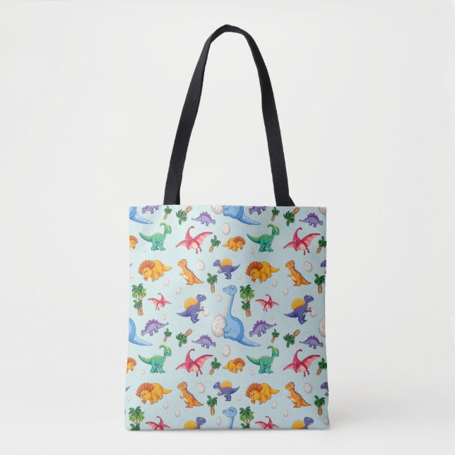 Colourful Cute Dinosaur Pattern Tote Bag (Front)