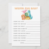 Colourful Cute Dinosaurs Wishes Baby Shower Card
