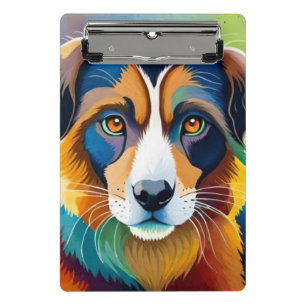Colourful cute dog portrait close up mini clipboard