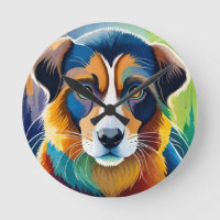 Colourful cute dog portrait close up