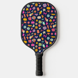 Colourful Cute Doodle Hearts and Sweets Pickleball Paddle
