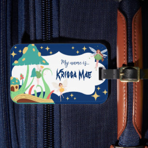 Colourful Cute Fairy Kids Name Luggage Tag