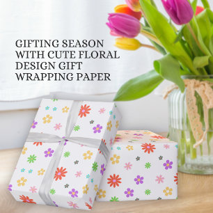 Colourful Cute Floral Design Gifts Wrapping Paper