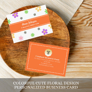 Colourful Cute Floral Design Personalised  Business Card