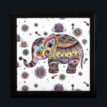 Colourful Cute Floral Elephant Illustration Gift Box<br><div class="desc">Cute colourful floral elephant illustration. White changeable background.</div>