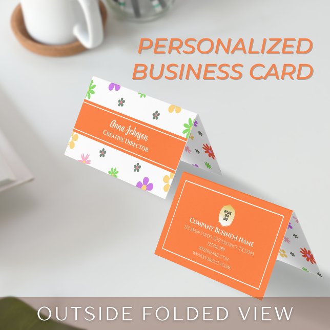 Colourful Cute Floral Pattern Personalised Name Business Card (Creator Uploaded)