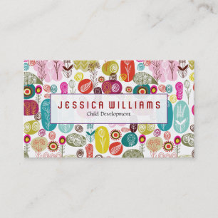 Colourful Cute Flowers Pattern Business Card