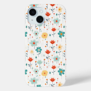Colourful Cute Flowers Pattern iPhone 15 Case