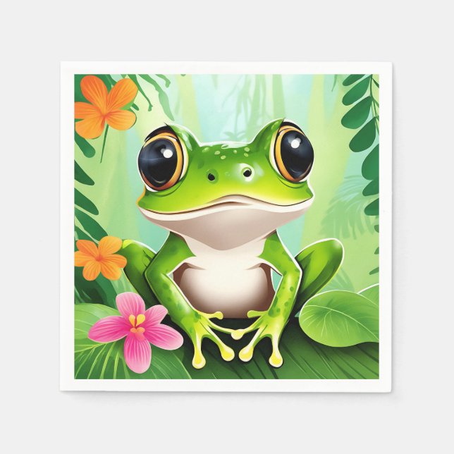 Colourful cute frog napkin (Front)