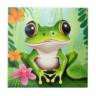 Colourful cute frog tile