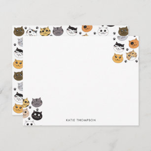 Colourful Cute Funny Cats & Paw Pattern Card