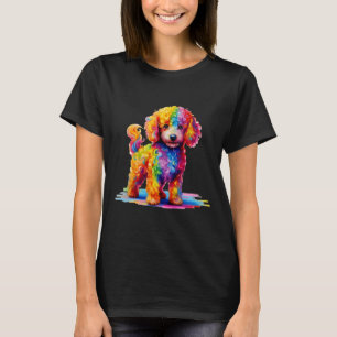 Colourful Cute Funny Rainbow Dog Poodle T-Shirt