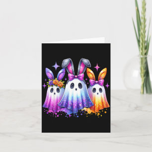 Colourful Cute Ghost Bunny Ears Soky Easter Rabbit Card