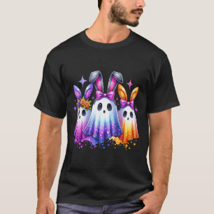 Colourful Cute Ghost Bunny Ears Soky Easter Rabbit T-Shirt