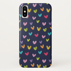 Colourful Cute Hand Drawn Hearts Pattern Case-Mate iPhone Case