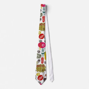Colourful Cute Hand Drawn Retro Flowers Tie