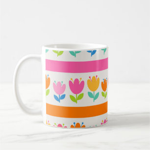 Colourful cute hand drawn tulips seamless pattern coffee mug
