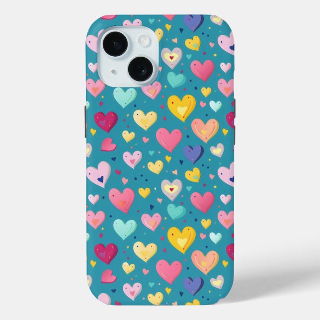 Colourful Cute Heart Pattern Case-Mate iPhone Case (Back)