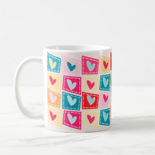 Colourful Cute Heart Pattern Valentines Day Coffee Mug